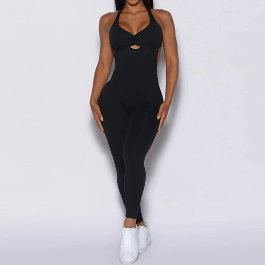 DEKM Women's Sporty Black Jumpsuit Set