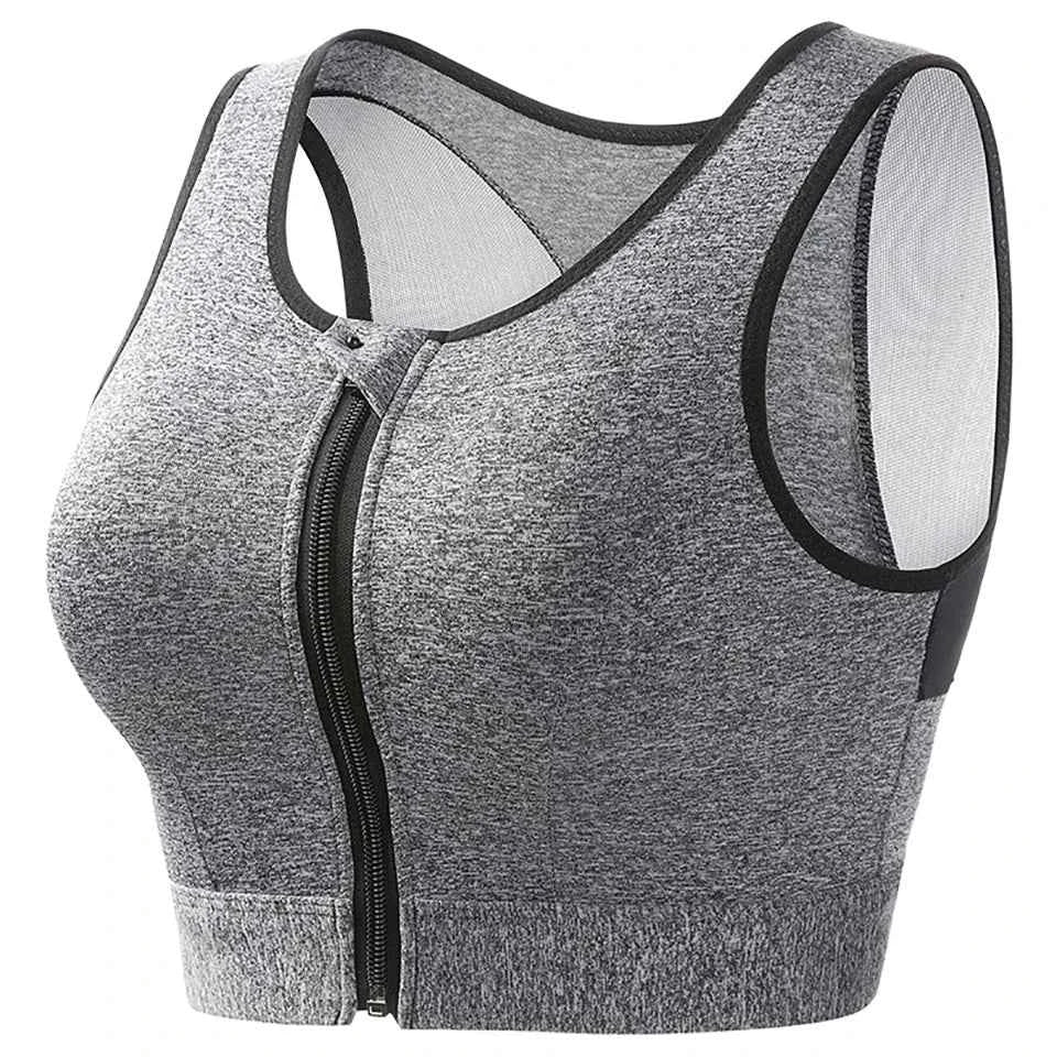 DEKM Plus Size Front Closure Sports Bra Tank Top