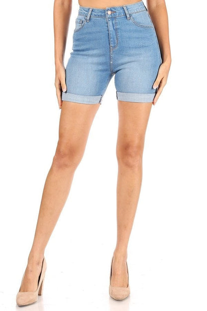 Allison - Classic High Rise Rolled Cuff Midi Shorts