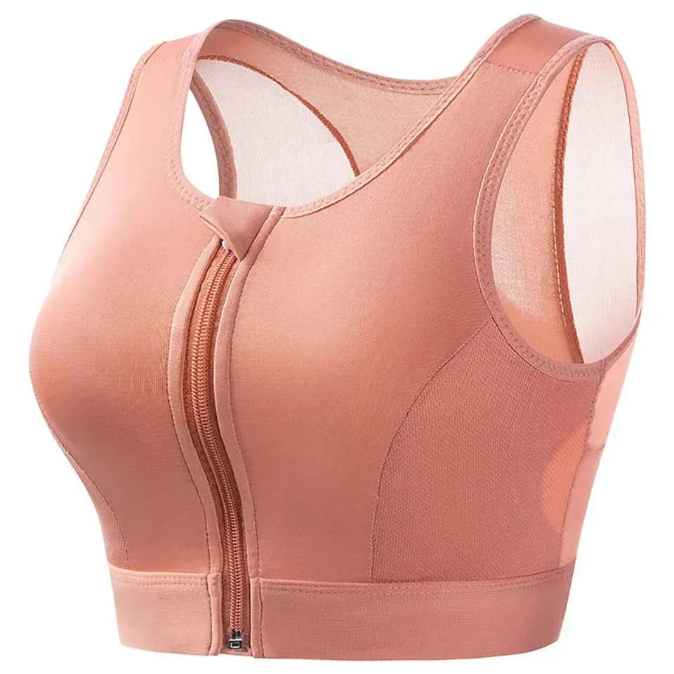 DEKM Plus Size Front Closure Sports Bra Tank Top