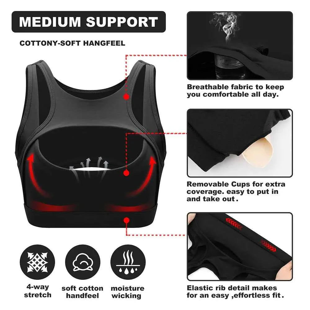 DEKM Push Up Sports Bra with Removable Cups