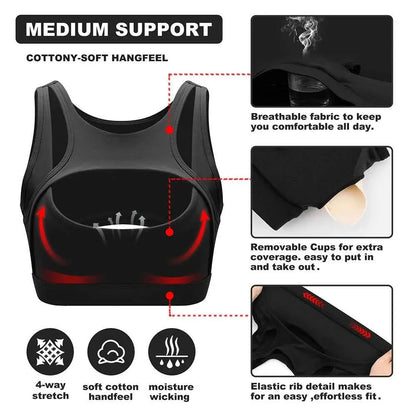 DEKM Push Up Sports Bra with Removable Cups