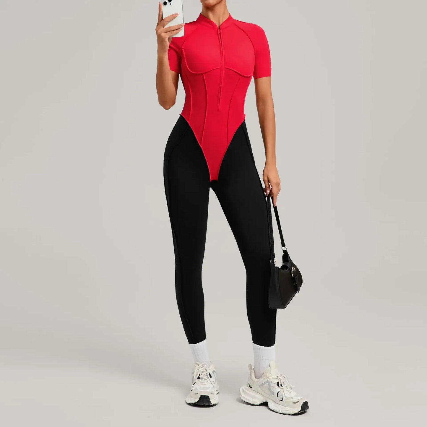 Color Blocked Women's Yoga Jumpsuit Tracksuit