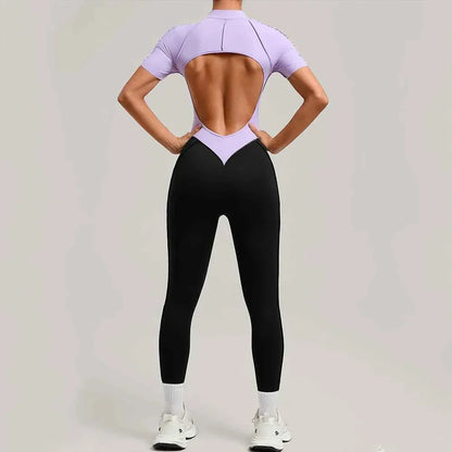 Color Blocked Women's Yoga Jumpsuit Tracksuit