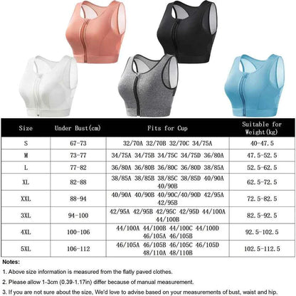 DEKM Plus Size Front Closure Sports Bra Tank Top