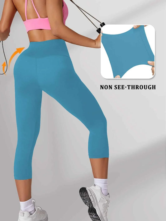 DEKM High Waisted Capri Yoga Pants - Tummy Control