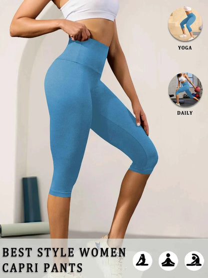 DEKM High Waisted Capri Yoga Pants - Tummy Control