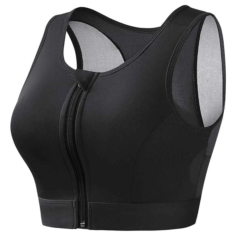 DEKM Plus Size Front Closure Sports Bra Tank Top