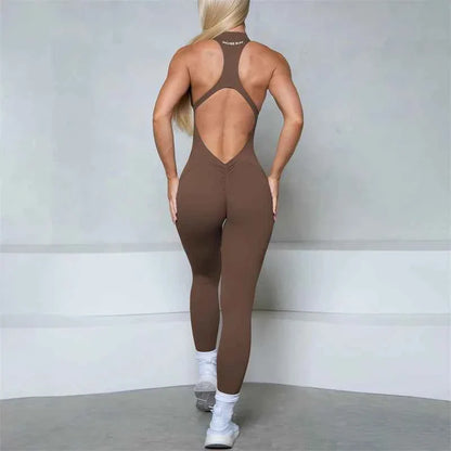 Women’s Sleeveless Zipper Jumpsuit Gym Wear