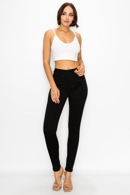 Elise - Classic High Rise Black Stretch Skinny