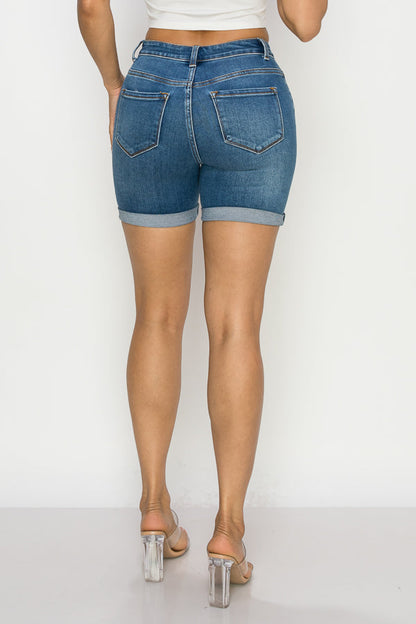 Nancy - High Rise Destructed Rolled Midi Shorts